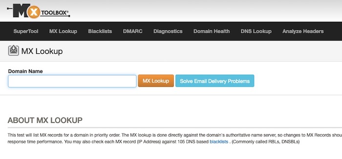 MX Toolbox outil test délivrabilité emails